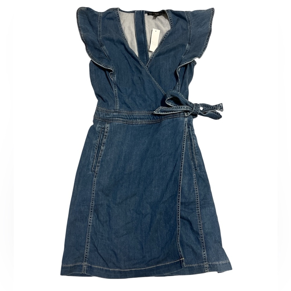 White House Black Market Faux Wrap Denim Dress Sz 4
